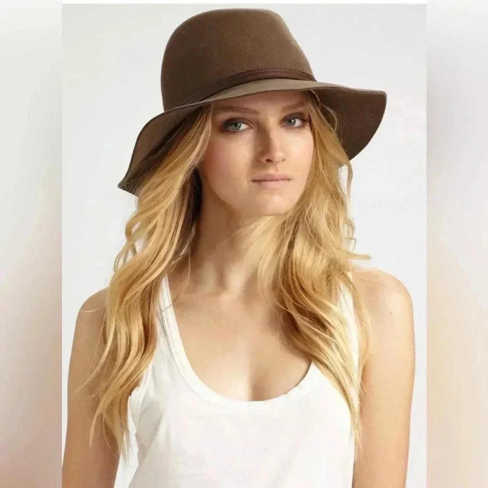 RAG & BONE FLOPPY BRIM FELTED WOOL FEDORA HAT BROWN WOMEN'S SIZE S $250